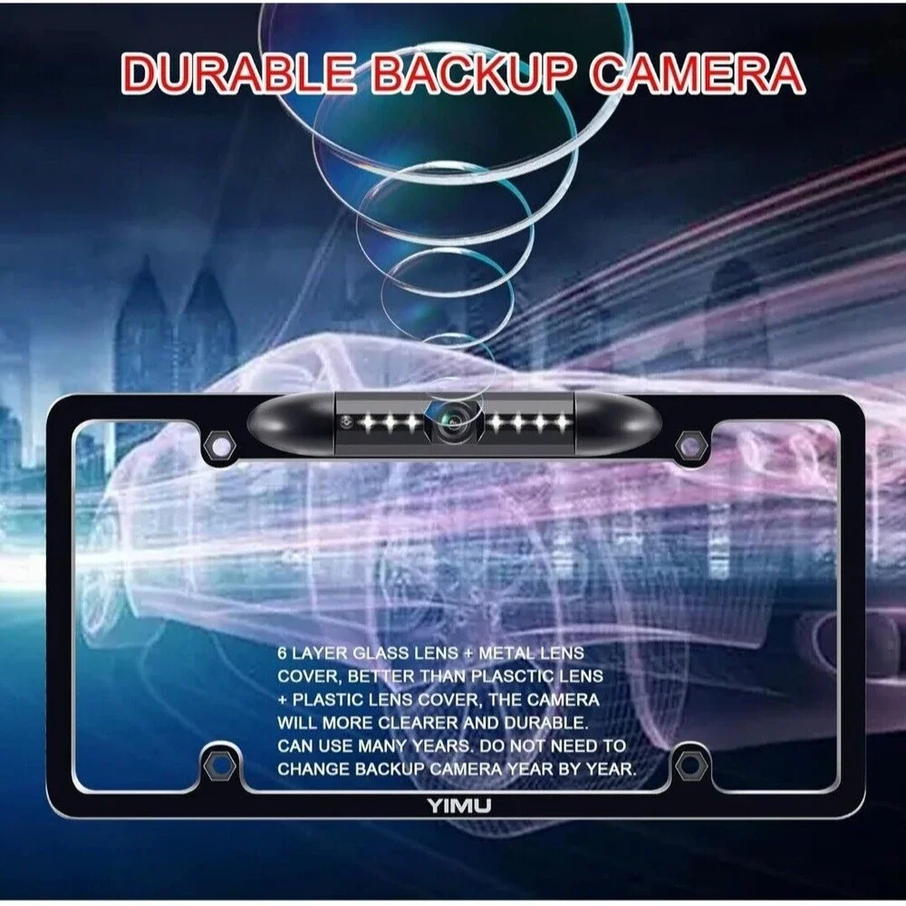 YIMU License Plate Frame Backup Camera HD Rear View Reverse Camera with 7 LED... - Picture 4 of 9